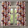 thumbnail image 1 of Ambesonne Floral Print Grommet Curtain, Blooming Soft Flowers, 50"x63", Ruby Burnt Orange, 1 of 5