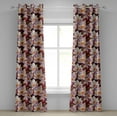 thumbnail image 1 of Ambesonne Floral Print Grommet Curtain, Blooming Soft Flowers, 50"x84", Ruby Burnt Orange, 1 of 5