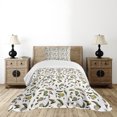 thumbnail image 1 of Ambesonne Floral Quilted Bedspread Set 2 Pcs, Autumn Nature Design, Twin Size, Dark Brown Fern Green, 1 of 6