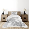 thumbnail image 1 of Ambesonne Floral Quilted Bedspread Set 2 Pcs, Blossoming Flowers Print Art, Twin Size, White and Black, 1 of 6