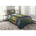 thumbnail image 1 of Ambesonne Floral Quilted Bedspread Set 2 Pcs, Bluebells Forest Rural, Twin Size, Purple Yellow Green, 1 of 3