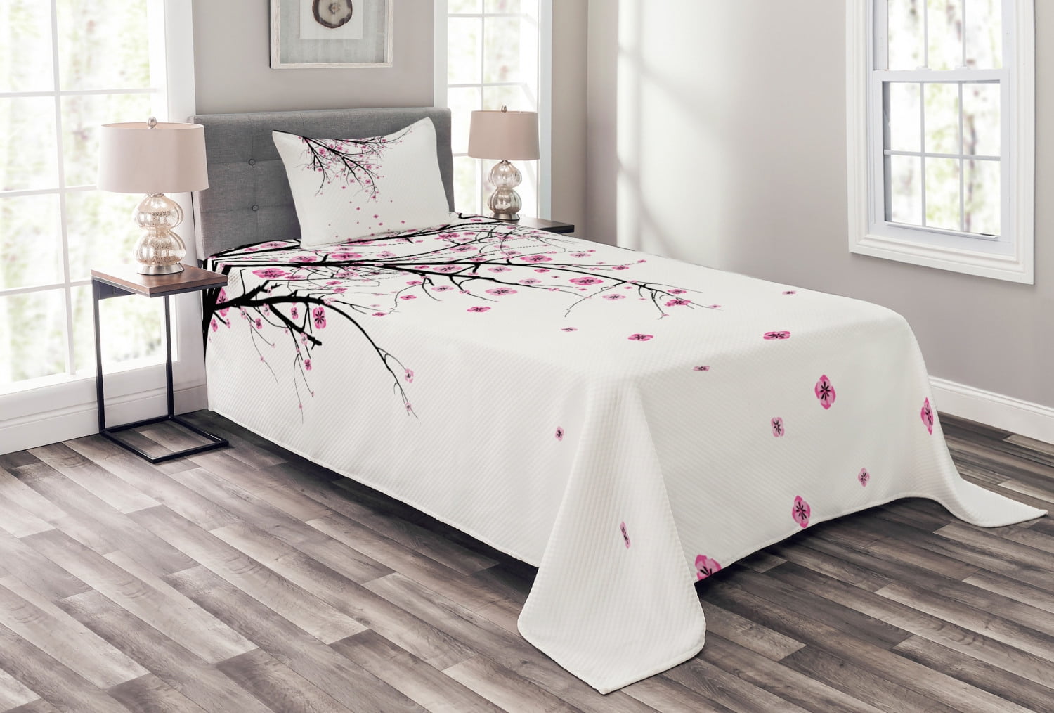 Ambesonne Ambesonne Floral Bedspread Cherry Blossom