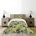 thumbnail image 1 of Ambesonne Floral Quilted Bedspread Set 2 Pcs, Contrast Tones Florets, Twin Size, Yellow and Grey, 1 of 6