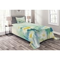 thumbnail image 1 of Ambesonne Floral Quilted Bedspread Set 2 Pcs, Daisy Flower Field Art, Twin Size, Pale Blue White, 1 of 3