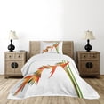 thumbnail image 1 of Ambesonne Floral Quilted Bedspread Set 2 Pcs, Exotic Flower Branch, Twin Size, Green Orange, 1 of 3