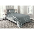 thumbnail image 1 of Ambesonne Floral Quilted Bedspread Set 2 Pcs, Floral Design Nature, Twin Size, Grey White, 1 of 3