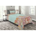thumbnail image 1 of Ambesonne Floral Quilted Bedspread Set 2 Pcs, Hand Drawn Retro Paisley, Twin Size, Multicolor, 1 of 3