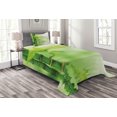 thumbnail image 1 of Ambesonne Floral Quilted Bedspread Set 2 Pcs, Modern Asian Boho Bloom Art, Twin Size, Emerald Green, 1 of 3
