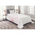 thumbnail image 1 of Ambesonne Floral Quilted Bedspread Set 2 Pcs, Pink Blossom Flower, Twin Size, White and Pink, 1 of 3