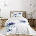 thumbnail image 1 of Ambesonne Floral Quilted Bedspread Set 2 Pcs, Retro Flowers Watercolor, Twin Size, White Purple Blue, 1 of 5