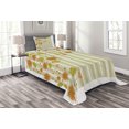 thumbnail image 1 of Ambesonne Floral Quilted Bedspread Set 2 Pcs, Retro Swirled Flowers, Twin Size, Green Orange White, 1 of 3