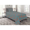 thumbnail image 1 of Ambesonne Floral Quilted Bedspread Set 2 Pcs, Vintage 50s Inspired, Twin Size, Petrol Blue Dark Coral, 1 of 3