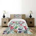 thumbnail image 1 of Ambesonne Floral Quilted Bedspread Set 2 Pcs, Watercolor Art Tropical, Twin Size, Multicolor, 1 of 3