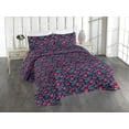 thumbnail image 1 of Ambesonne Floral Quilted Bedspread Set 3 Pcs, Asian Floral Pattern Night, Queen, Scarlet White Indigo, 1 of 4