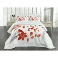 thumbnail image 1 of Ambesonne Floral Quilted Bedspread Set 3 Pcs, Autumn Flowers Petals, Queen Size, Red Purplegrey, 1 of 5