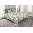 thumbnail image 1 of Ambesonne Floral Quilted Bedspread Set 3 Pcs, Autumn Nature Design, Queen Size, Dark Brown Fern Green, 1 of 5