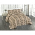 thumbnail image 1 of Ambesonne Floral Quilted Bedspread Set 3 Pcs, Baroque Flowers Rococo Print, King, Pastel Brown Chocolate, 1 of 4