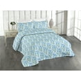thumbnail image 1 of Ambesonne Floral Quilted Bedspread Set 3 Pcs, Blooming Cornflowers Nature, Twin, Sea Blue and Fern Green, 1 of 4