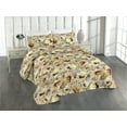 thumbnail image 1 of Ambesonne Floral Quilted Bedspread Set 3 Pcs, Blooming Summer Meadow Print, King, Sepia Mustard and Pale Orange, 1 of 4