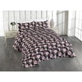 thumbnail image 1 of Ambesonne Floral Quilted Bedspread Set 3 Pcs, Blossoming Flowers Summer, Queen, Black Pale Rose and Coral, 1 of 1