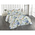 thumbnail image 1 of Ambesonne Floral Quilted Bedspread Set 3 Pcs, Blurry Abstract Autumn Bloom, Twin, Ceil Blue Amber and Green, 1 of 4