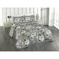 thumbnail image 1 of Ambesonne Floral Quilted Bedspread Set 3 Pcs, Botanical Garden Eucalyptus, Queen, Lilac and Dark Sea Green, 1 of 1
