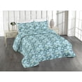 thumbnail image 1 of Ambesonne Floral Quilted Bedspread Set 3 Pcs, Botanical Spring Cold Tones, King, Soft Blue Cadet Blue, 1 of 4