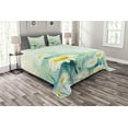 thumbnail image 1 of Ambesonne Floral Quilted Bedspread Set 3 Pcs, Daisy Flower Field Art, Queen Size, Pale Blue White, 1 of 3