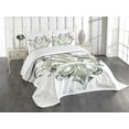 thumbnail image 1 of Ambesonne Floral Quilted Bedspread Set 3 Pcs, Eagle Emblem Victorian, King Size, Tan White, 1 of 5