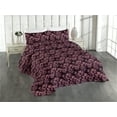 thumbnail image 1 of Ambesonne Floral Quilted Bedspread Set 3 Pcs, Fall Season Leaves Flowers, Twin, Dark Purple and Mauve, 1 of 4