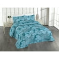 thumbnail image 1 of Ambesonne Floral Quilted Bedspread Set 3 Pcs, Fashion Grunge Flowers Art, King, Pale Cadet Blue and Teal, 1 of 4