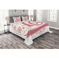 thumbnail image 1 of Ambesonne Floral Quilted Bedspread Set 3 Pcs, Floral 16, King Size, Dark Coral Mint, 1 of 3