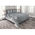 thumbnail image 1 of Ambesonne Floral Quilted Bedspread Set 3 Pcs, Floral Design Nature, King Size, Grey White, 1 of 5