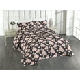 thumbnail image 1 of Ambesonne Floral Quilted Bedspread Set 3 Pcs, Flower Buds Roses Art Spring, Twin, Dark Purple Mauve and Blush, 1 of 4