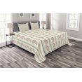 thumbnail image 1 of Ambesonne Floral Quilted Bedspread Set 3 Pcs, Flower Roses Buds Swirls, Queen Size, Pale Pink Blue and Green, 1 of 3