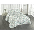 thumbnail image 1 of Ambesonne Floral Quilted Bedspread Set 3 Pcs, Flowering Tender Branches, Queen, Pale Pink Dark Seafoam, 1 of 1