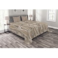 thumbnail image 1 of Ambesonne Floral Quilted Bedspread Set 3 Pcs, Flowers on Wavy Stripes, King Size, Dark Brown Sand Brown, 1 of 3