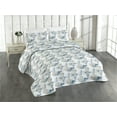 thumbnail image 1 of Ambesonne Floral Quilted Bedspread Set 3 Pcs, Hydrangea Flower of Spring, Queen, Pale Slate Blue Eggshell, 1 of 4