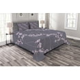 thumbnail image 1 of Ambesonne Floral Quilted Bedspread Set 3 Pcs, Japanese Sakura, King Size, Taupe Pale Pink, 1 of 5