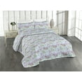 thumbnail image 1 of Ambesonne Floral Quilted Bedspread Set 3 Pcs, Lattice Garden Spring Flower, King, Soft Blue Lavender, 1 of 4