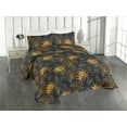 thumbnail image 1 of Ambesonne Floral Quilted Bedspread Set 3 Pcs, Minimalist Tropical Leaves, Queen, Marigold and Dark Grey, 1 of 4