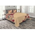 thumbnail image 1 of Ambesonne Floral Quilted Bedspread Set 3 Pcs, Nostalgic Polka Dots, Queen Size, Teal Ruby Salmon, 1 of 3