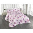 thumbnail image 1 of Ambesonne Floral Quilted Bedspread Set 3 Pcs, Pastel Soft Flowers Motif, Queen, Pale Rose Purple Blush, 1 of 4