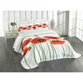thumbnail image 1 of Ambesonne Floral Quilted Bedspread Set 3 Pcs, Pastoral Flowers Botany, King Size, Red and Green, 1 of 5