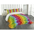 thumbnail image 1 of Ambesonne Floral Quilted Bedspread Set 3 Pcs, Rainbow Colored Flowers, King Size, Multicolor, 1 of 3
