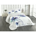 thumbnail image 1 of Ambesonne Floral Quilted Bedspread Set 3 Pcs, Retro Flowers Watercolor, Queen Size, White Purple Blue, 1 of 5