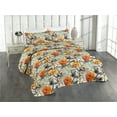 thumbnail image 1 of Ambesonne Floral Quilted Bedspread Set 3 Pcs, Retro Garden Flower Petals, King, Marigold Ivory and Eggshell, 1 of 4