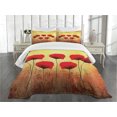thumbnail image 1 of Ambesonne Floral Quilted Bedspread Set 3 Pcs, Retro Poppy Flowers, Queen Size, Scarlet Pale Yellow, 1 of 5
