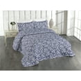 thumbnail image 1 of Ambesonne Floral Quilted Bedspread Set 3 Pcs, Retro Vibe Butterflies Curls, Queen, Ceil Blue and Dark Purple, 1 of 4