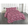 thumbnail image 1 of Ambesonne Floral Quilted Bedspread Set 3 Pcs, Roses Petals Spring Romance, King, Pink and Plum, 1 of 4